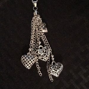 Tassel hearts silver necklace & earring set new Valentines Day 💘
